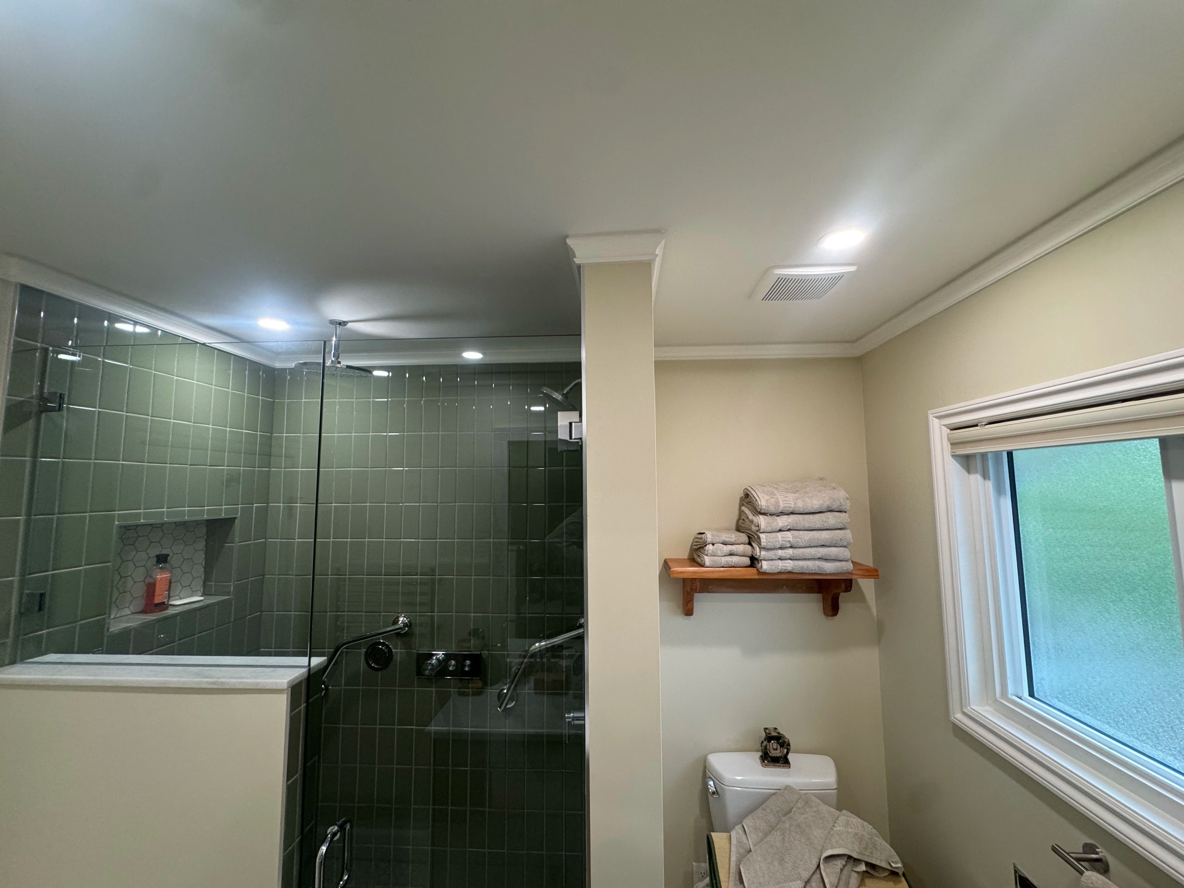 green tile bath and mudroom by CVR Construction