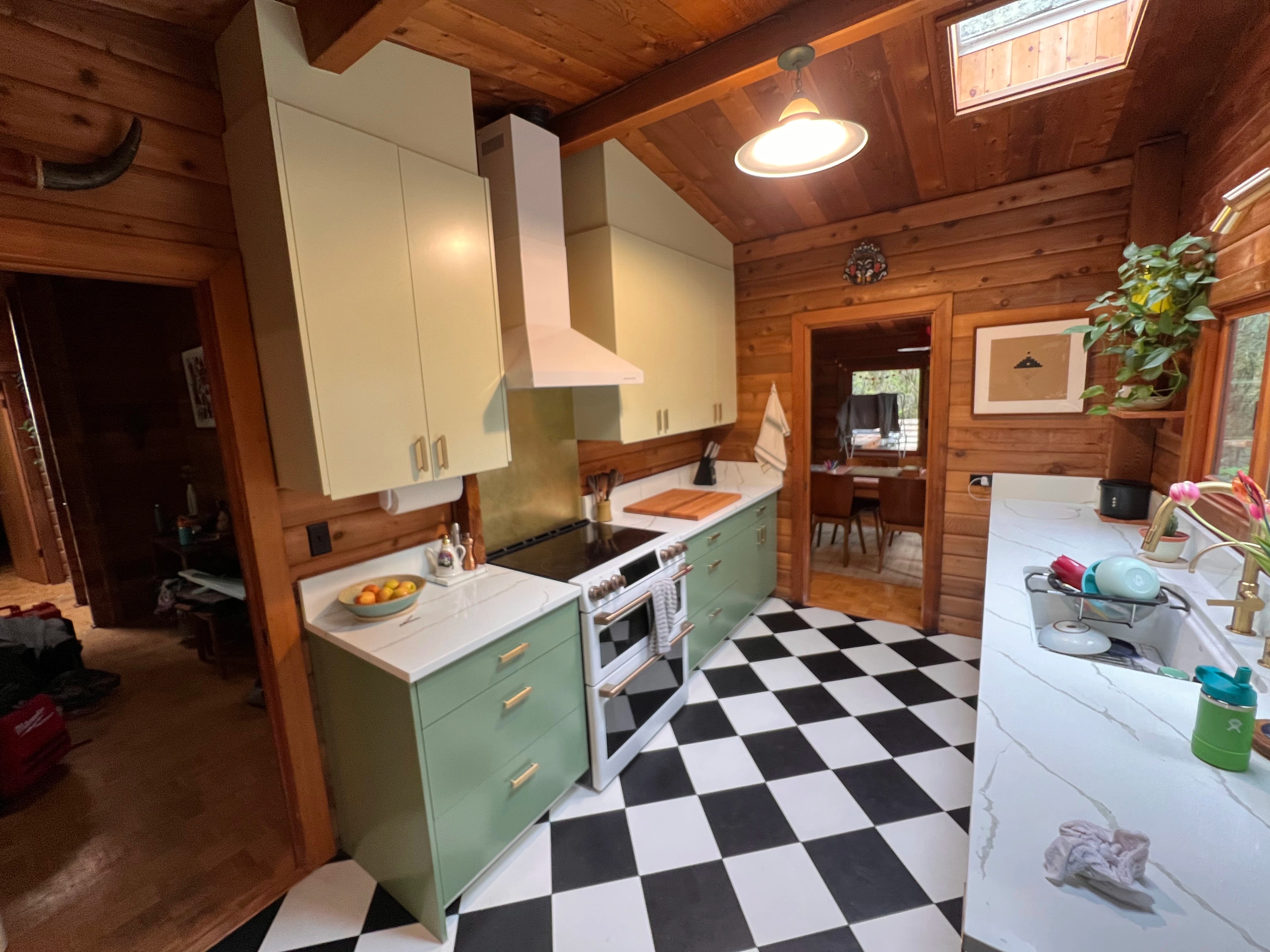 Rustic Checkerboard Cabin Kitchen